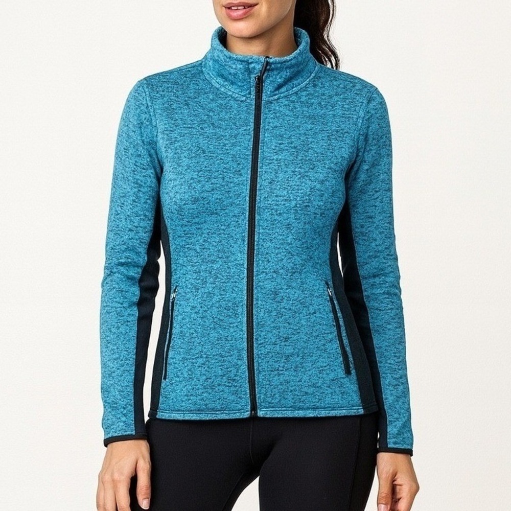 Andrew Marc Women's Full Zip Sweatshirt Jacket Teal Black Medium